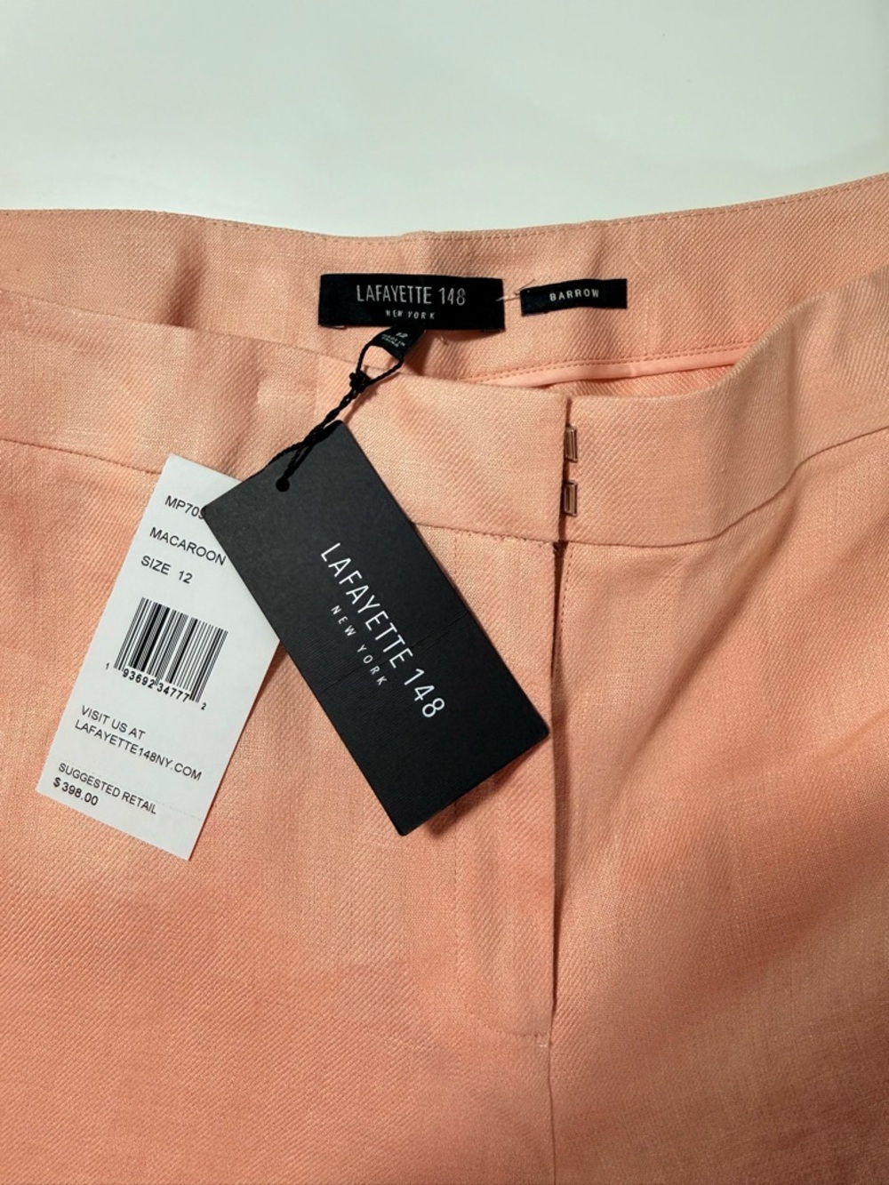 Lafayette 148 Linen Pants Peach High Waist Coastal Chic Tailored Trousers NWT